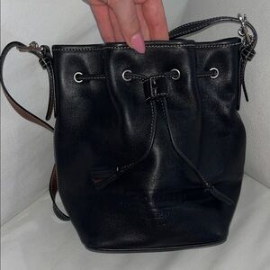 Coach Black Leather Drawstring Shoulder Bag
